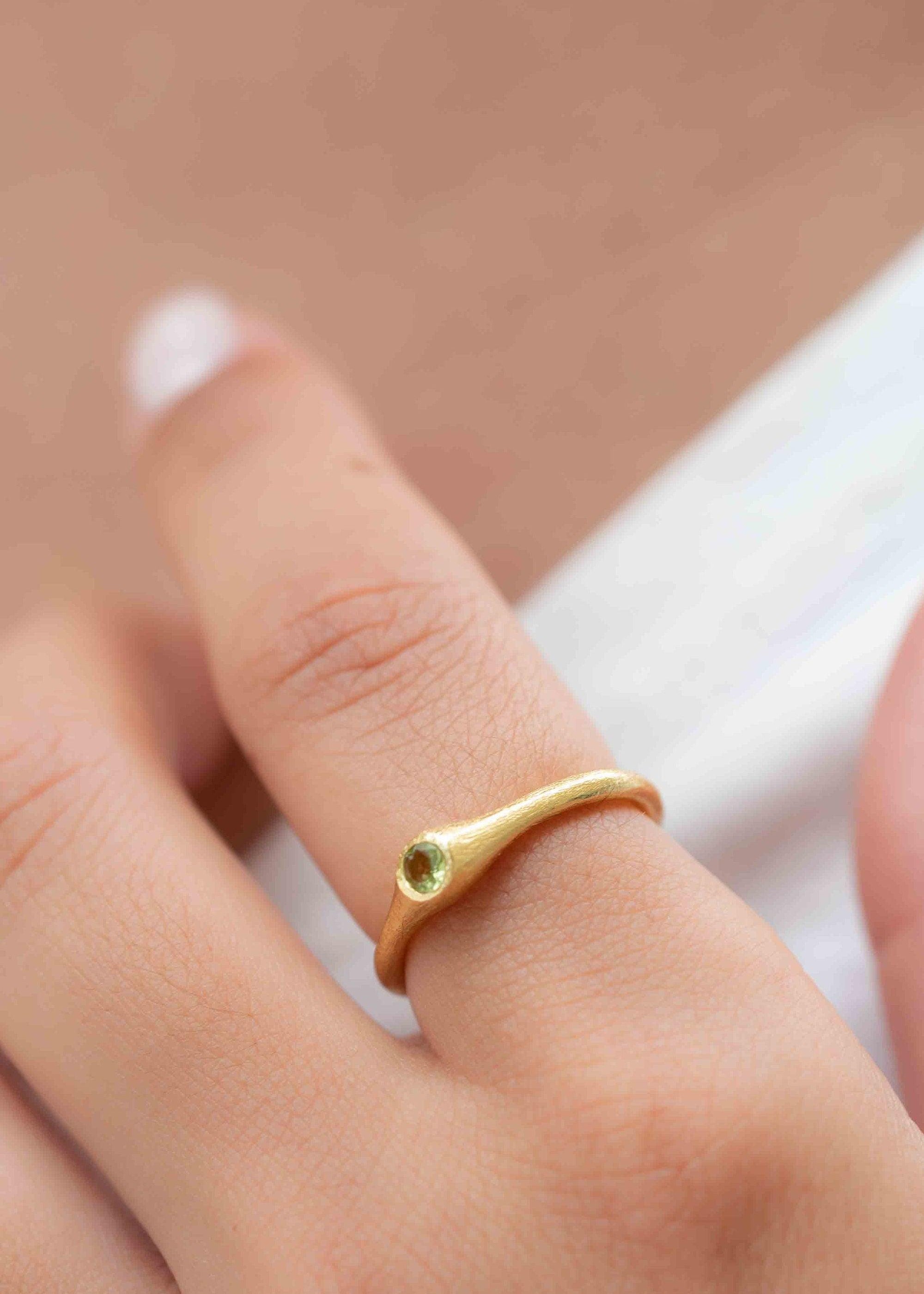 Peridot Gold Ring ~ Delicate ~ 18k Gold Plated ~ Handmade ~ Gemstone~Statement ~Everyday~ Hippie~Bohemian~Stackable MR330