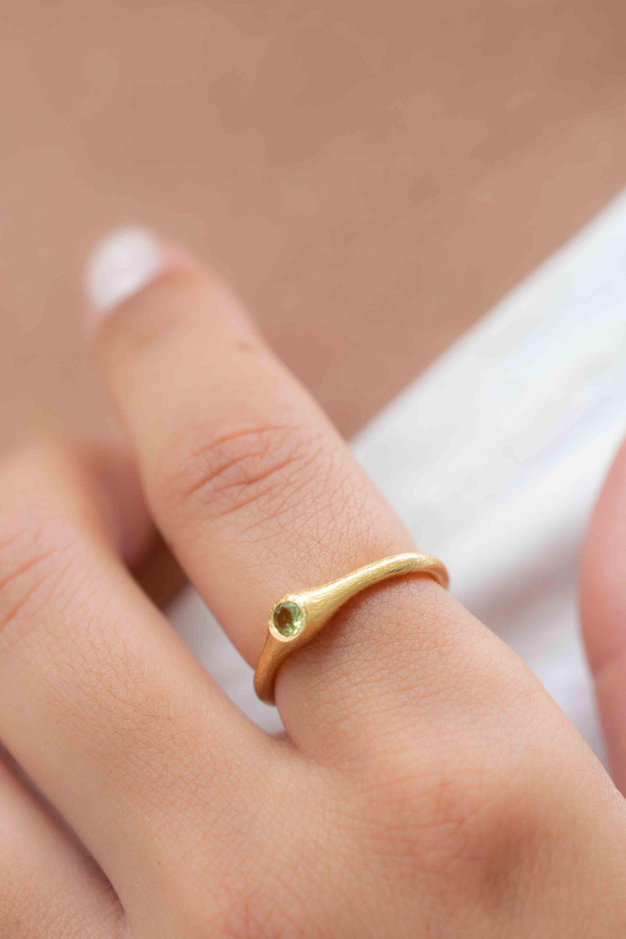 Peridot Gold Ring ~ Delicate ~ 18k Gold Plated ~ Handmade ~ Gemstone~Statement ~Everyday~ Hippie~Bohemian~Stackable MR330