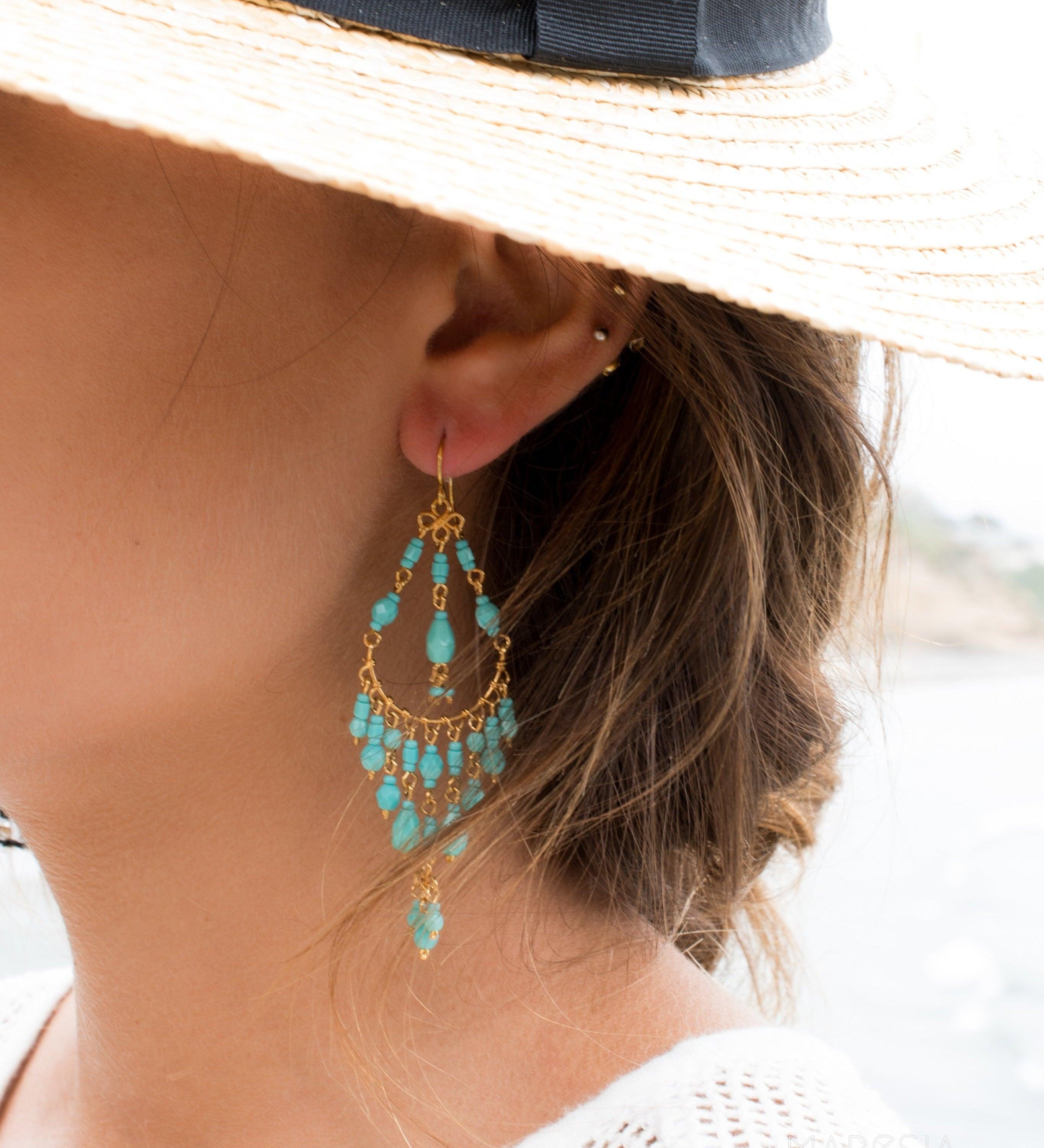 Pietra Chandelier Earrings ~Gold Plated ~ SME035 - Maresia Jewelry