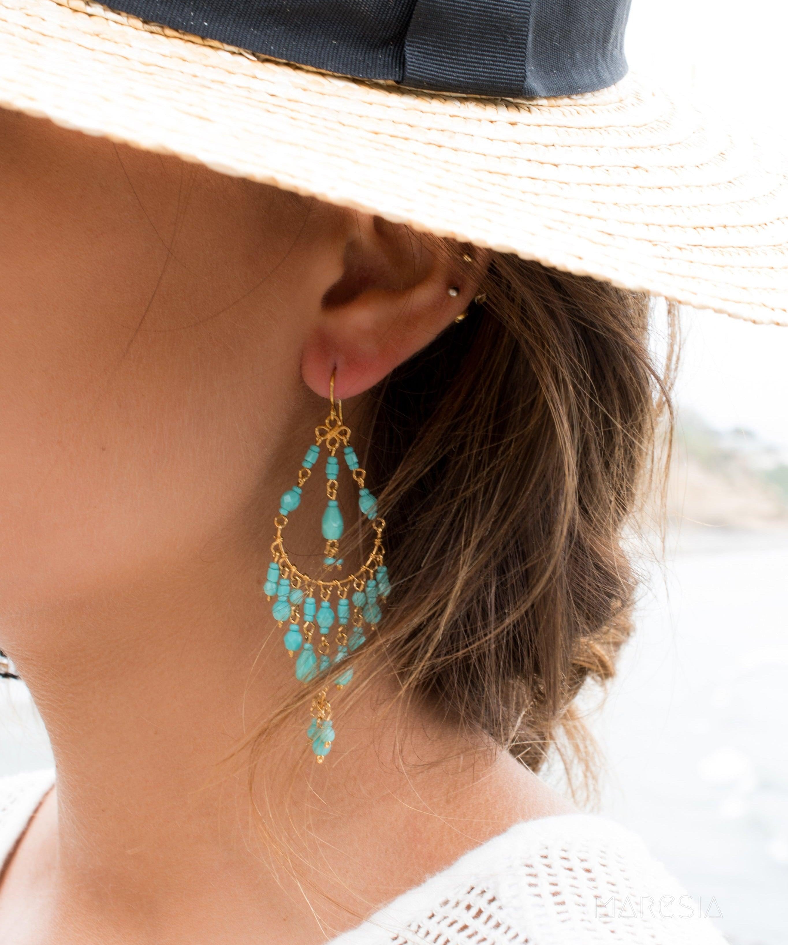 Pietra Chandelier Earrings ~Gold Plated ~ SME035 - Maresia Jewelry