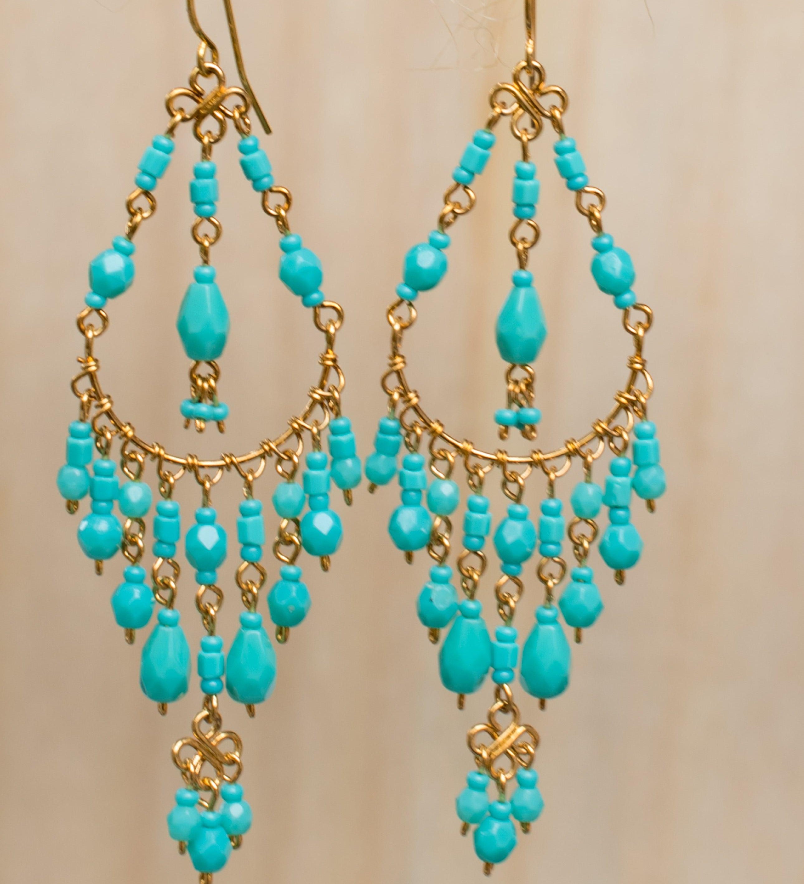Pietra Chandelier Earrings ~Gold Plated ~ SME035 - Maresia Jewelry