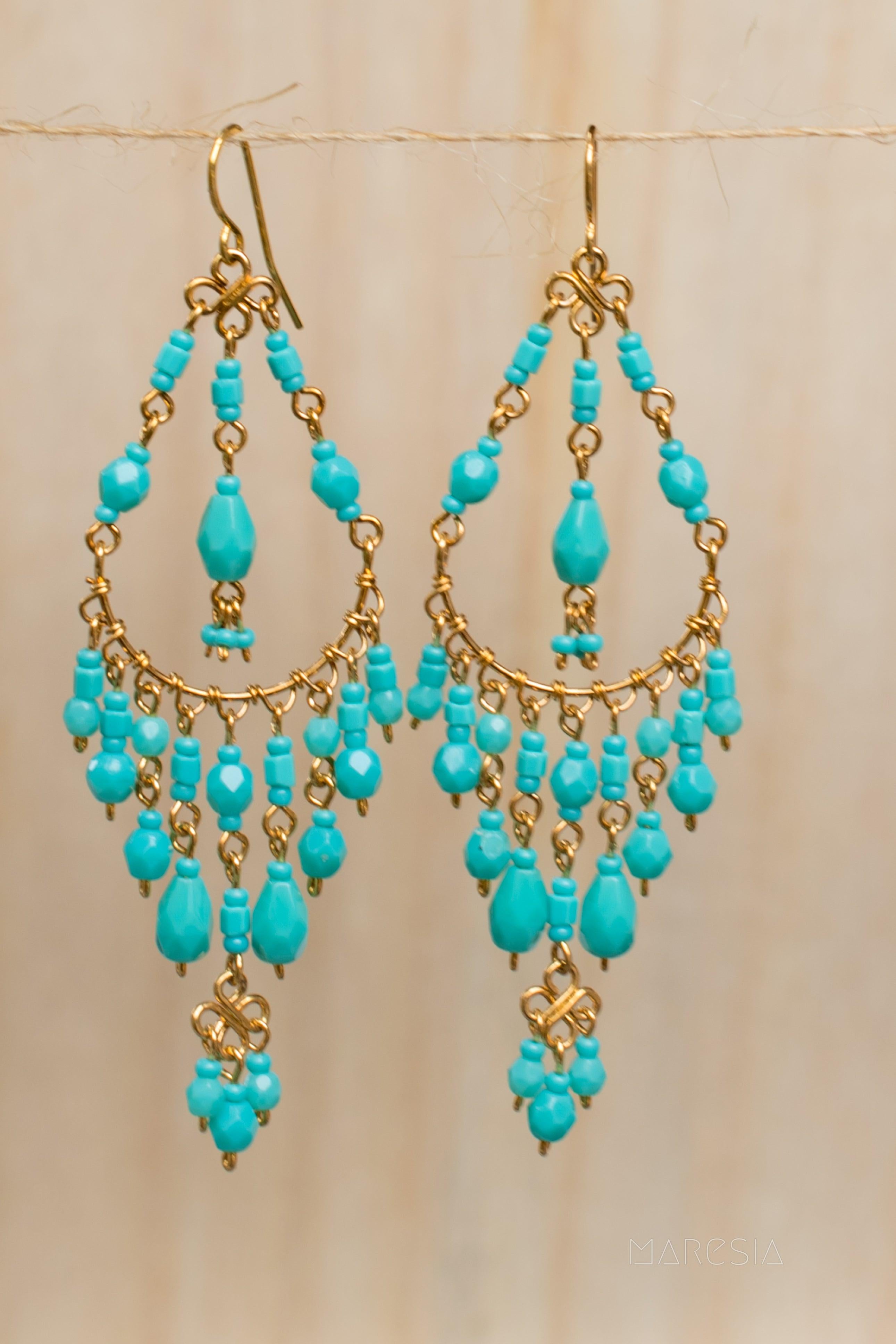 Pietra Chandelier Earrings ~Gold Plated ~ SME035 - Maresia Jewelry