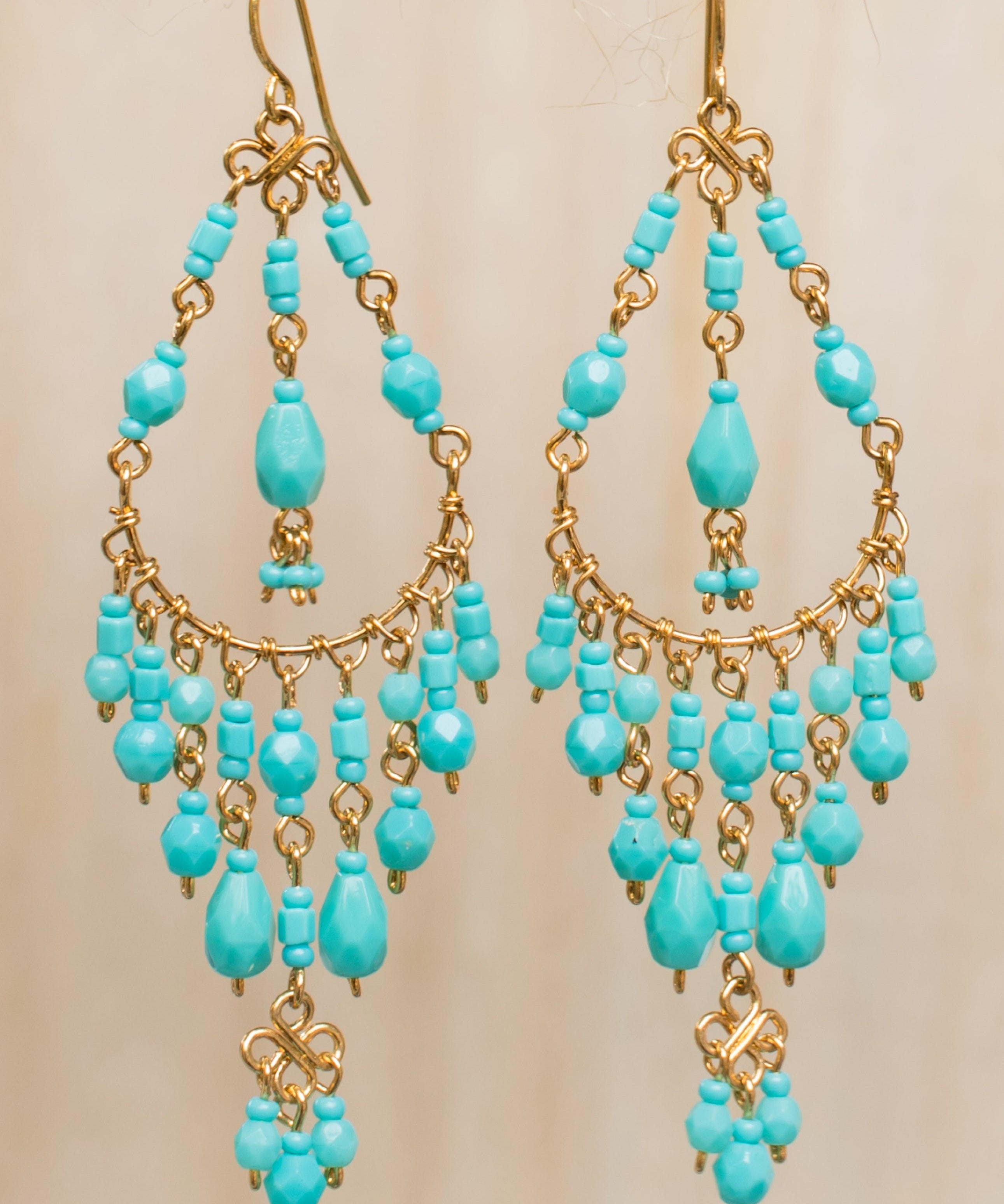 Pietra Chandelier Earrings ~Gold Plated ~ SME035 - Maresia Jewelry
