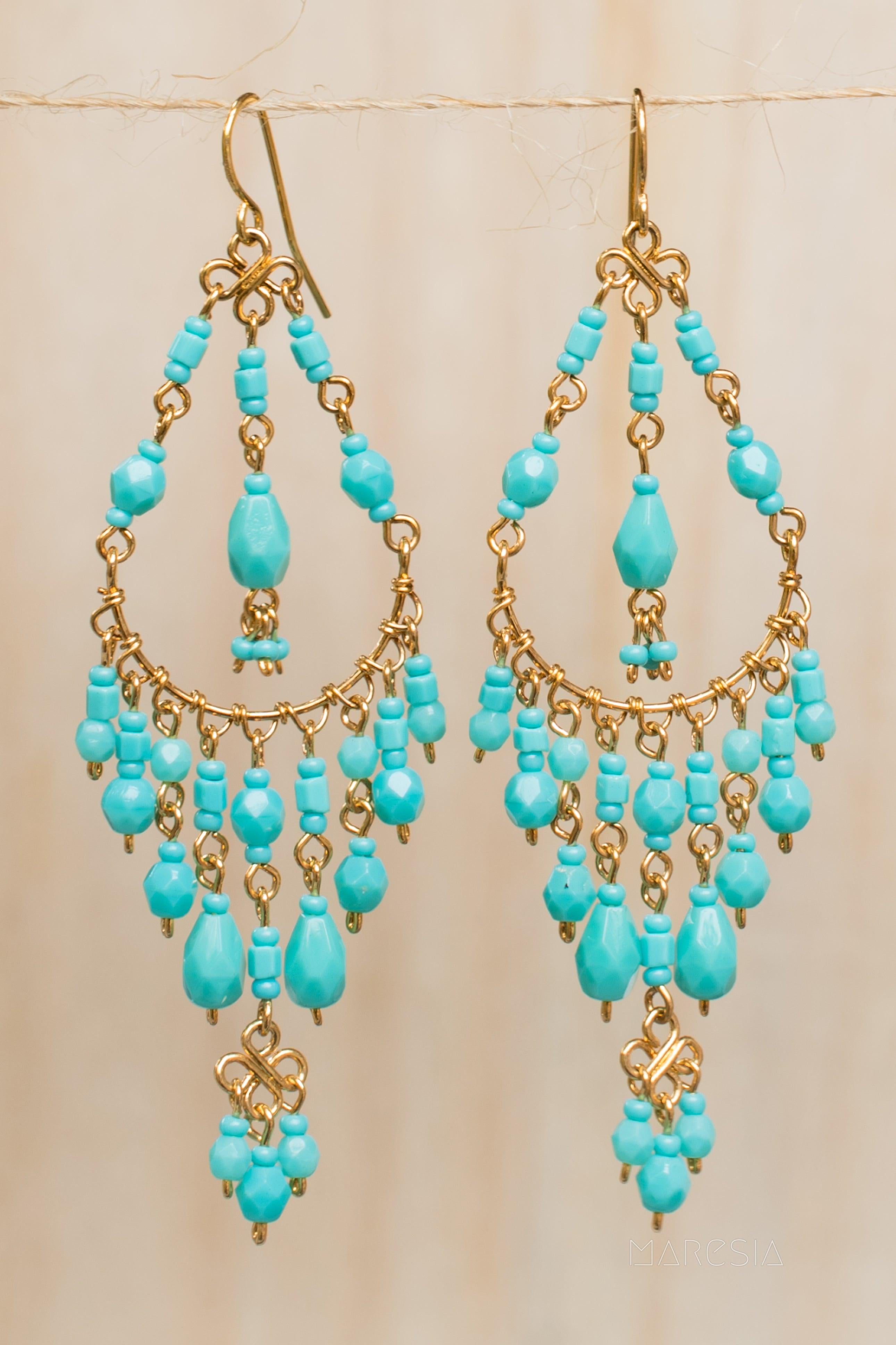 Pietra Chandelier Earrings ~Gold Plated ~ SME035 - Maresia Jewelry