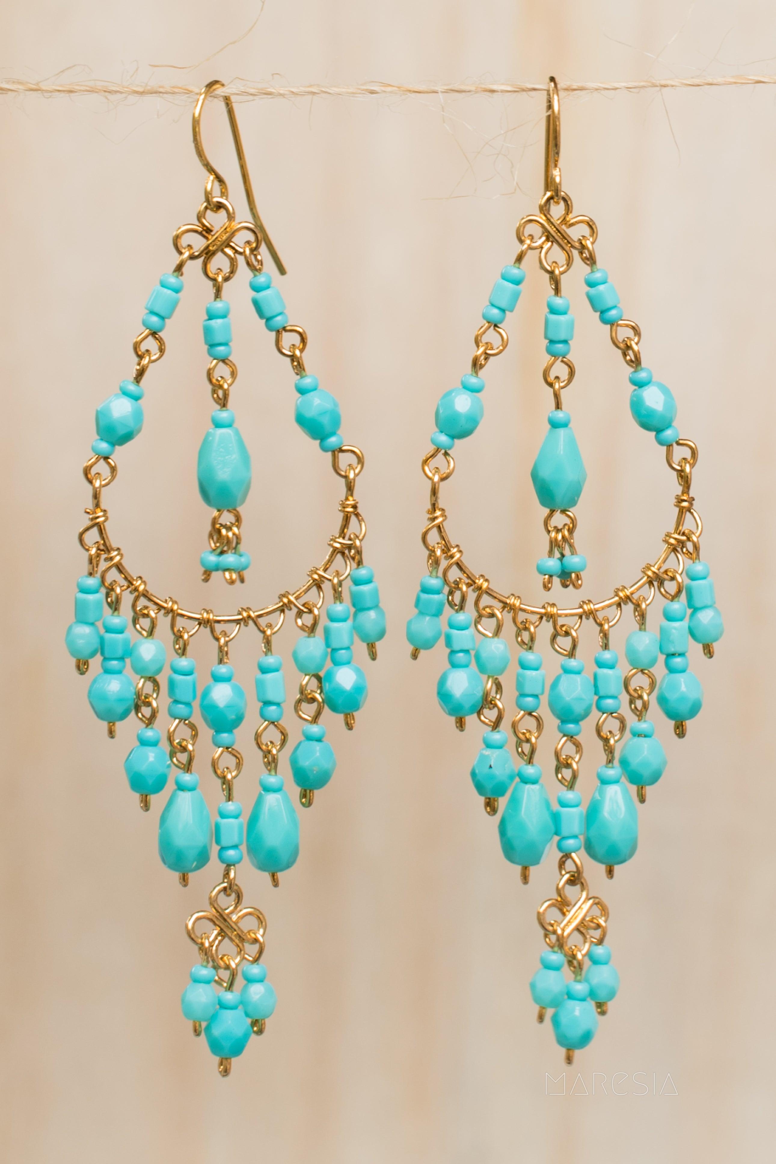Pietra Chandelier Earrings ~Gold Plated ~ SME035 - Maresia Jewelry