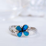 Plumeria Flower Blue Opal Ring ~Sterling Silver 925~ SMR045 - Maresia Jewelry
