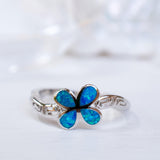 Plumeria Flower Blue Opal Ring ~Sterling Silver 925~ SMR045 - Maresia Jewelry