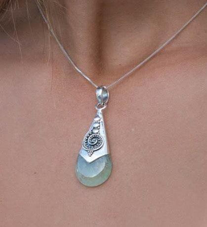Prehnite Pendant ~ Sterling Silver 925 SMP041 - Maresia Jewelry