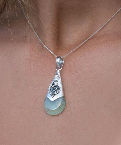 Prehnite Pendant ~ Sterling Silver 925 SMP041 - Maresia Jewelry