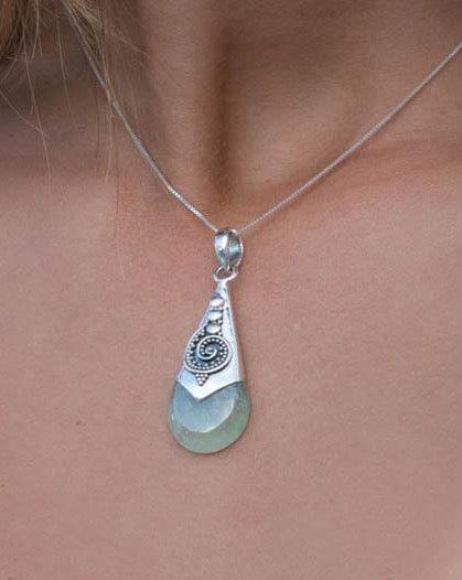 Prehnite Pendant ~ Sterling Silver 925 SMP041 - Maresia Jewelry