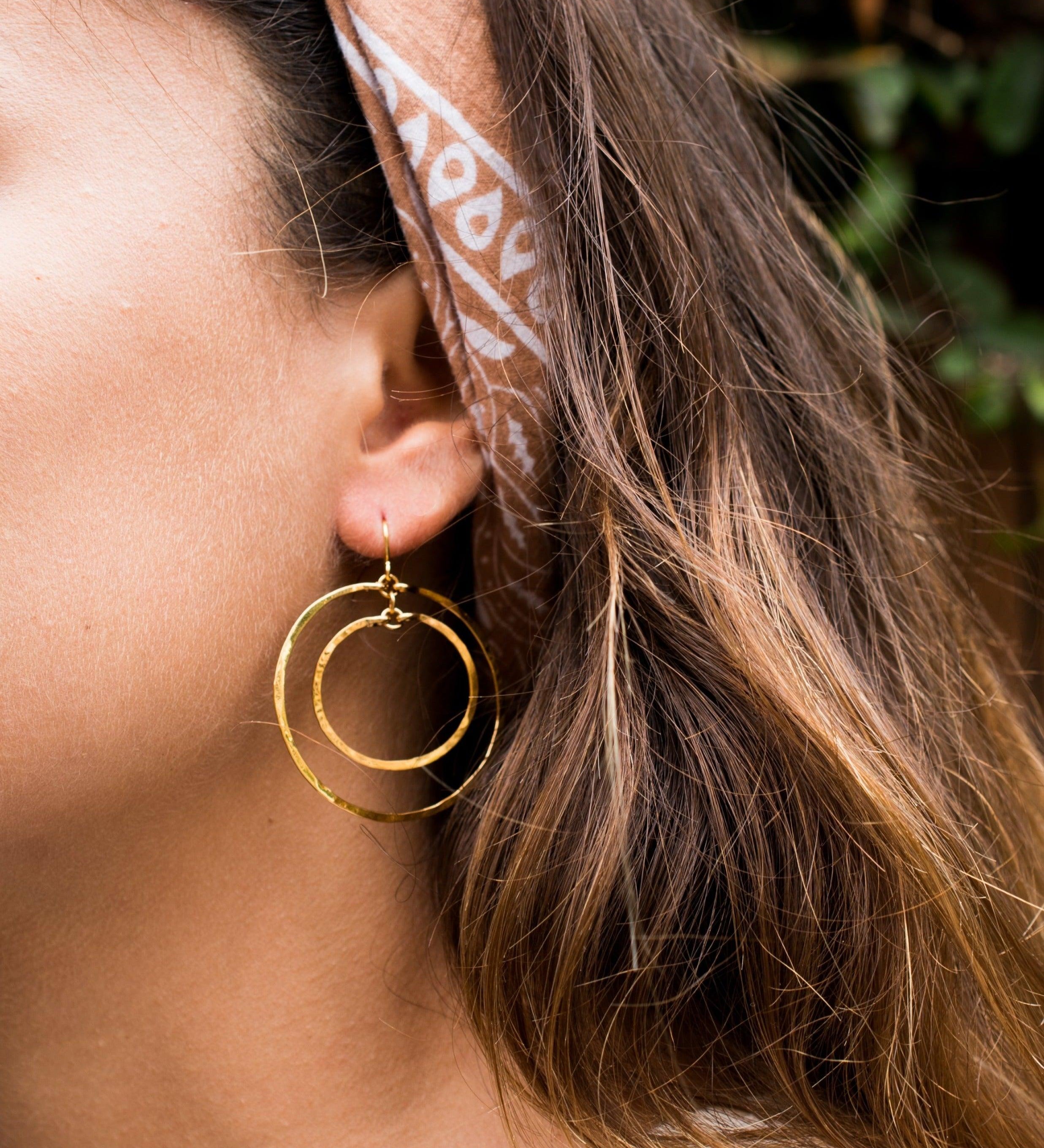 Rafaella Double Circle Earrings ~Gold Plated or Silver Plated ~ SME017 - Maresia Jewelry