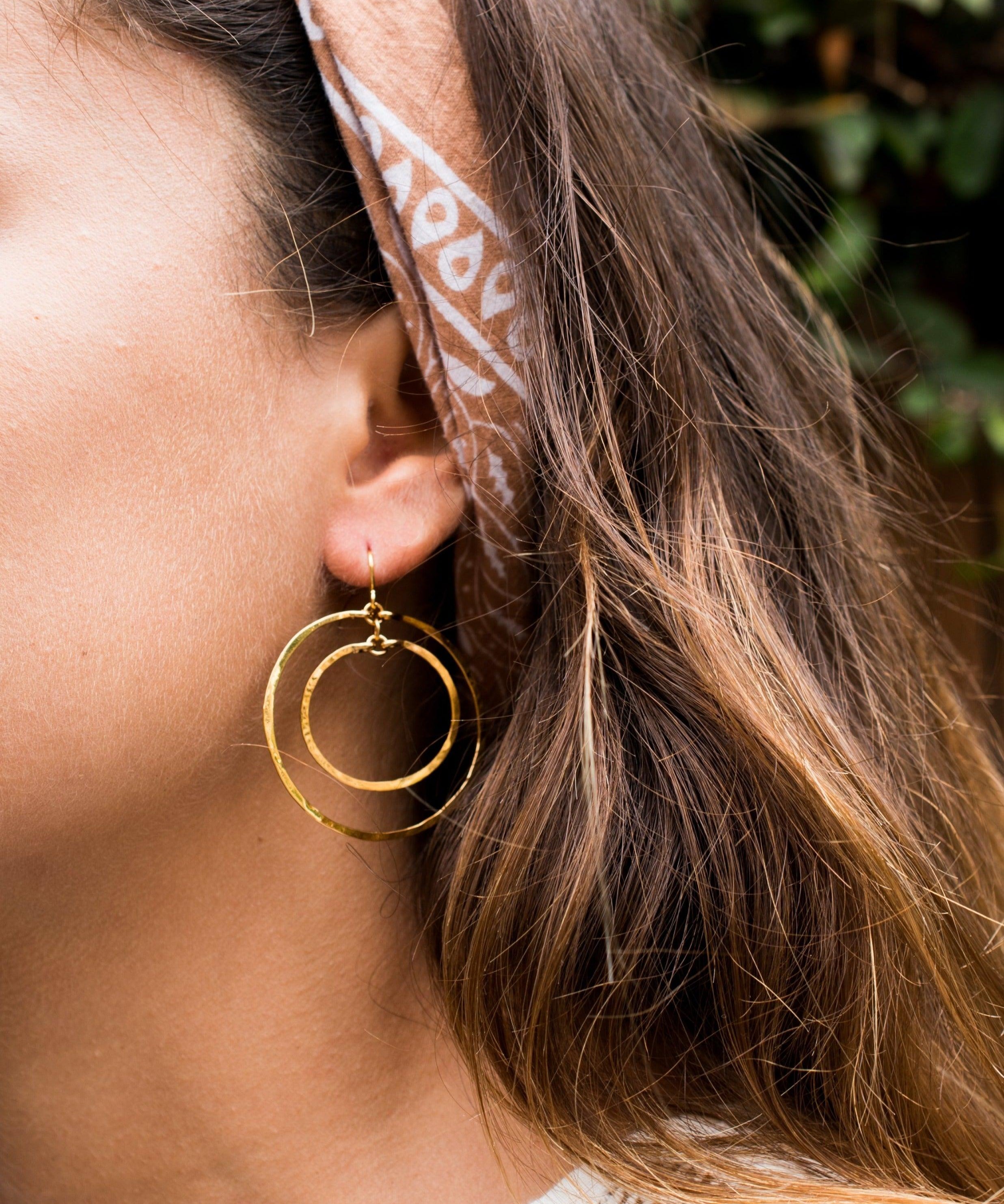 Rafaella Double Circle Earrings ~Gold Plated or Silver Plated ~ SME017 - Maresia Jewelry