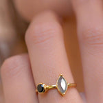Rainbow Labradorite & Black Onyx Ring~ 18k Gold Plated~  MR157 - Maresia Jewelry