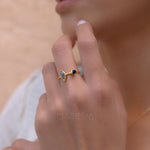 Rainbow Labradorite & Black Onyx Ring~ 18k Gold Plated~  MR157 - Maresia Jewelry