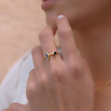 Rainbow Labradorite & Black Onyx Ring~ 18k Gold Plated~  MR157 - Maresia Jewelry