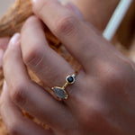 Rainbow Labradorite & Black Onyx Ring~ 18k Gold Plated~  MR157 - Maresia Jewelry