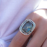 Rainbow Labradorite Rectangular Ring ~ Sterling Silver 925 ~ MR179 - Maresia Jewelry
