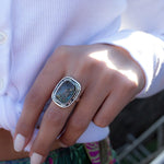 Rainbow Labradorite Rectangular Ring ~ Sterling Silver 925 ~ MR179 - Maresia Jewelry