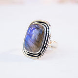Rainbow Labradorite Rectangular Ring ~ Sterling Silver 925 ~ MR179 - Maresia Jewelry