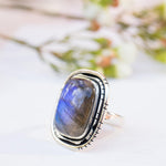 Rainbow Labradorite Rectangular Ring ~ Sterling Silver 925 ~ MR179 - Maresia Jewelry