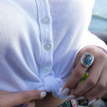 Rainbow Labradorite Rectangular Ring ~ Sterling Silver 925 ~ MR179 - Maresia Jewelry