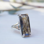 Rainbow Labradorite Rectangular Ring ~Sterling Silver 925 ~ MR084 - Maresia Jewelry
