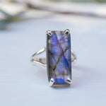 Rainbow Labradorite Rectangular Ring ~Sterling Silver 925 ~ MR084 - Maresia Jewelry