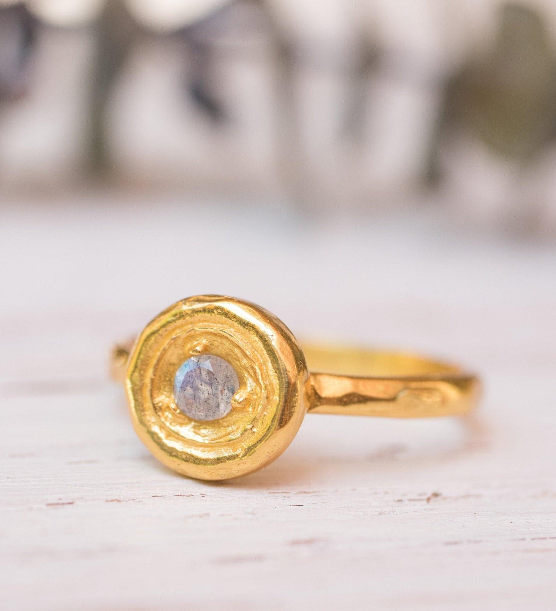 Rainbow Labradorite Ring ~  14k Gold Plated over Sterling Silver -MR123A - Maresia Jewelry