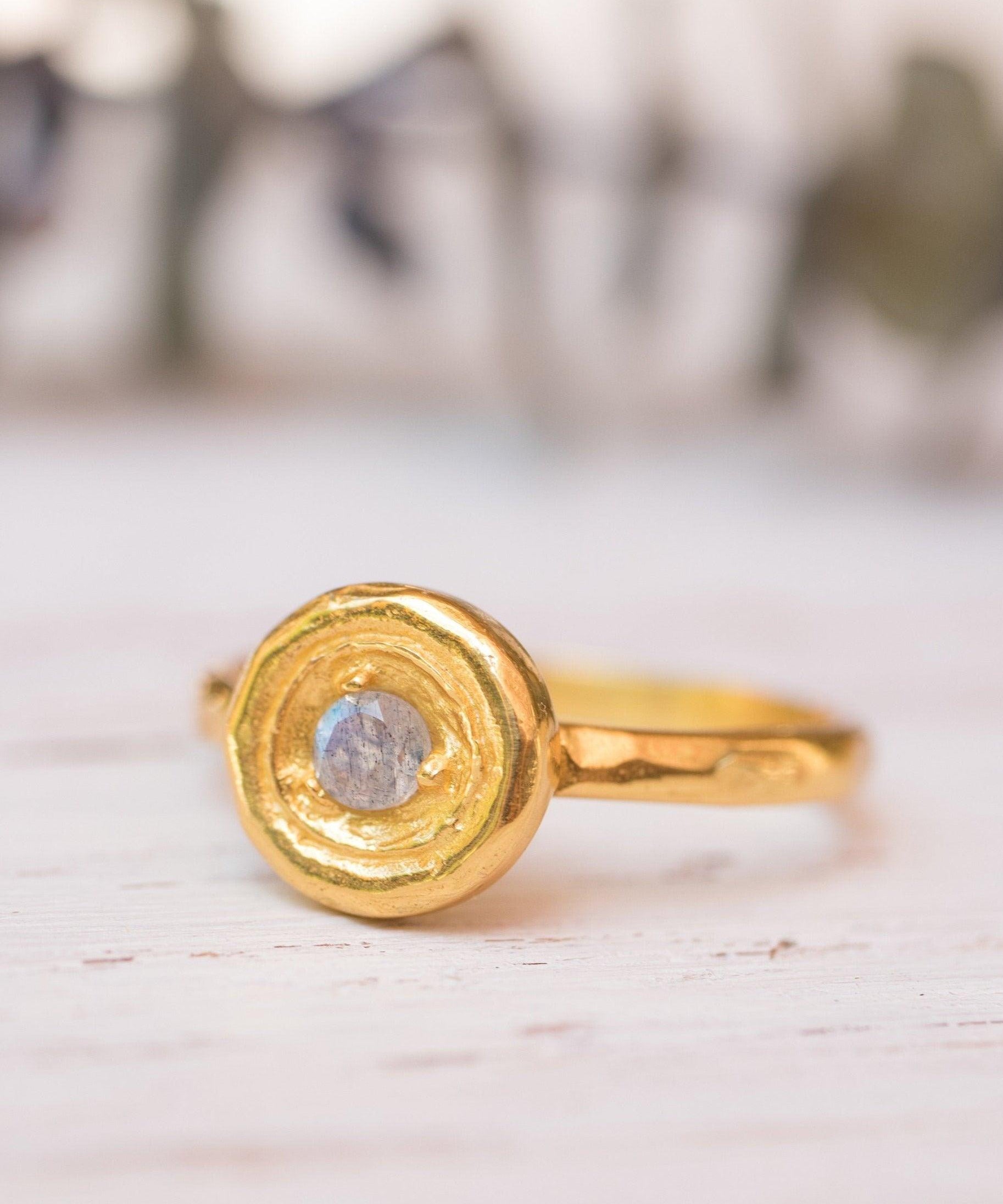 Rainbow Labradorite Ring ~  14k Gold Plated over Sterling Silver -MR123A - Maresia Jewelry