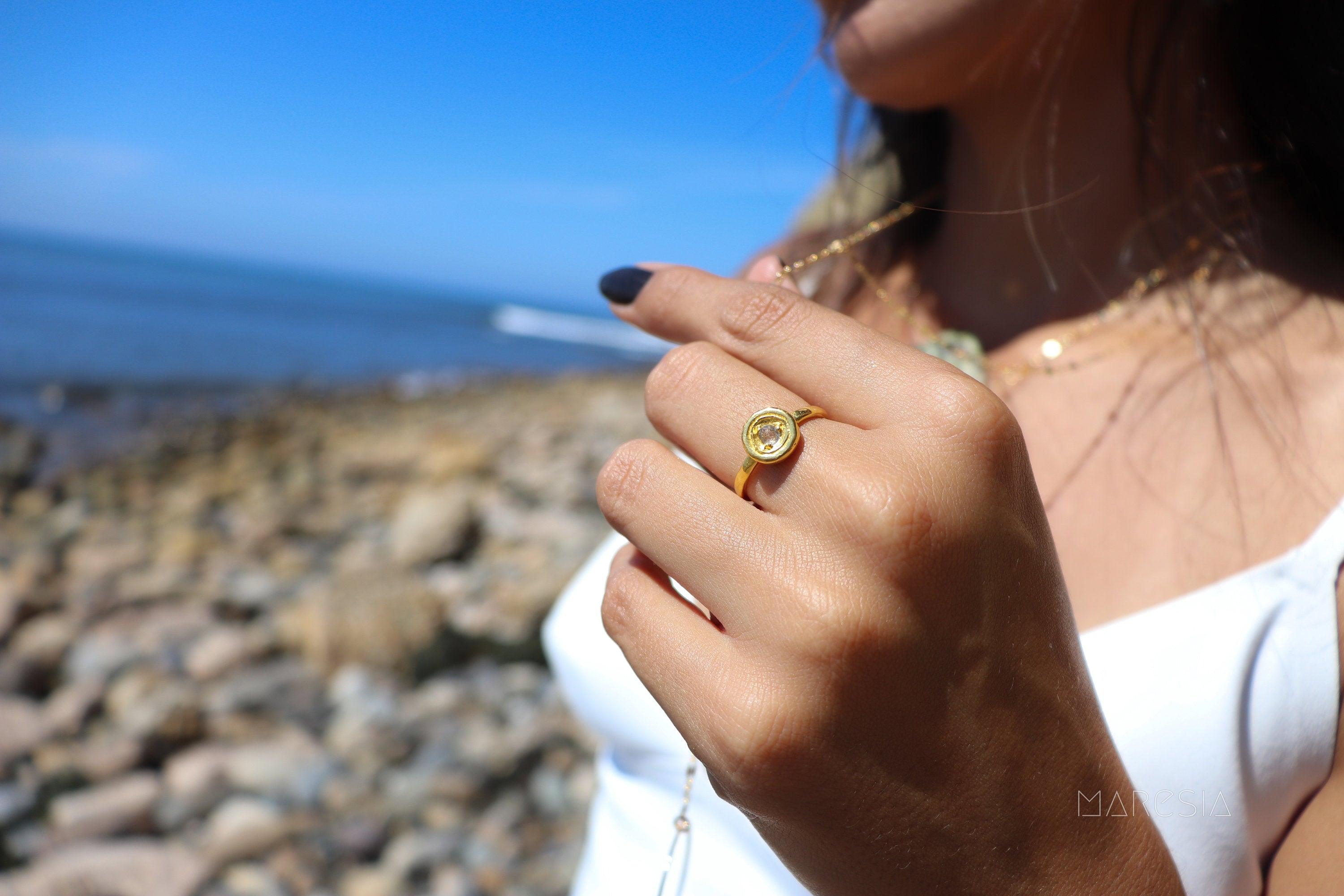 Rainbow Labradorite Ring ~  14k Gold Plated over Sterling Silver -MR123A - Maresia Jewelry