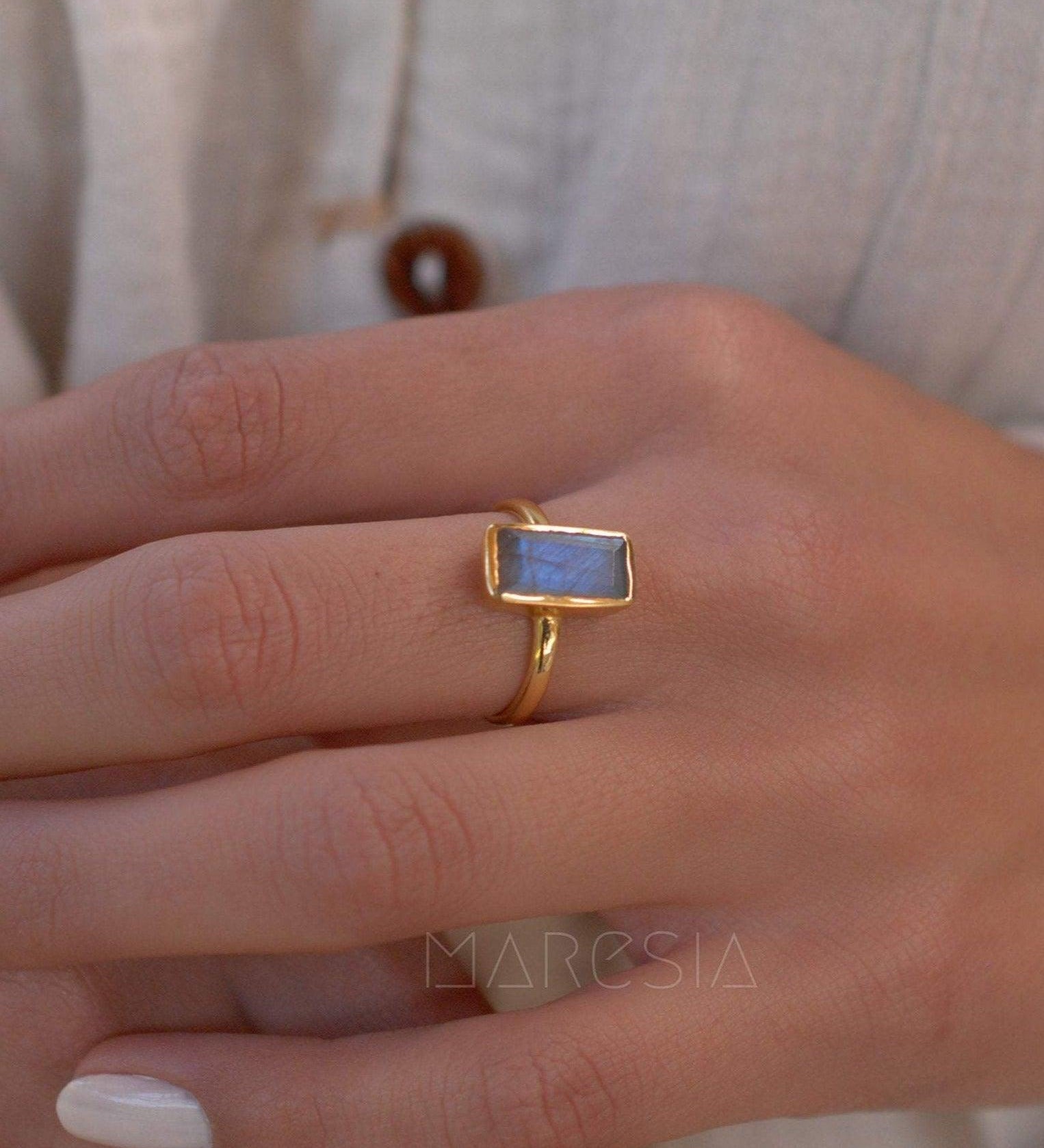 Rainbow Labradorite Ring ~ 18k Gold Plated ~ Jewelry ~ MR010 - Maresia Jewelry