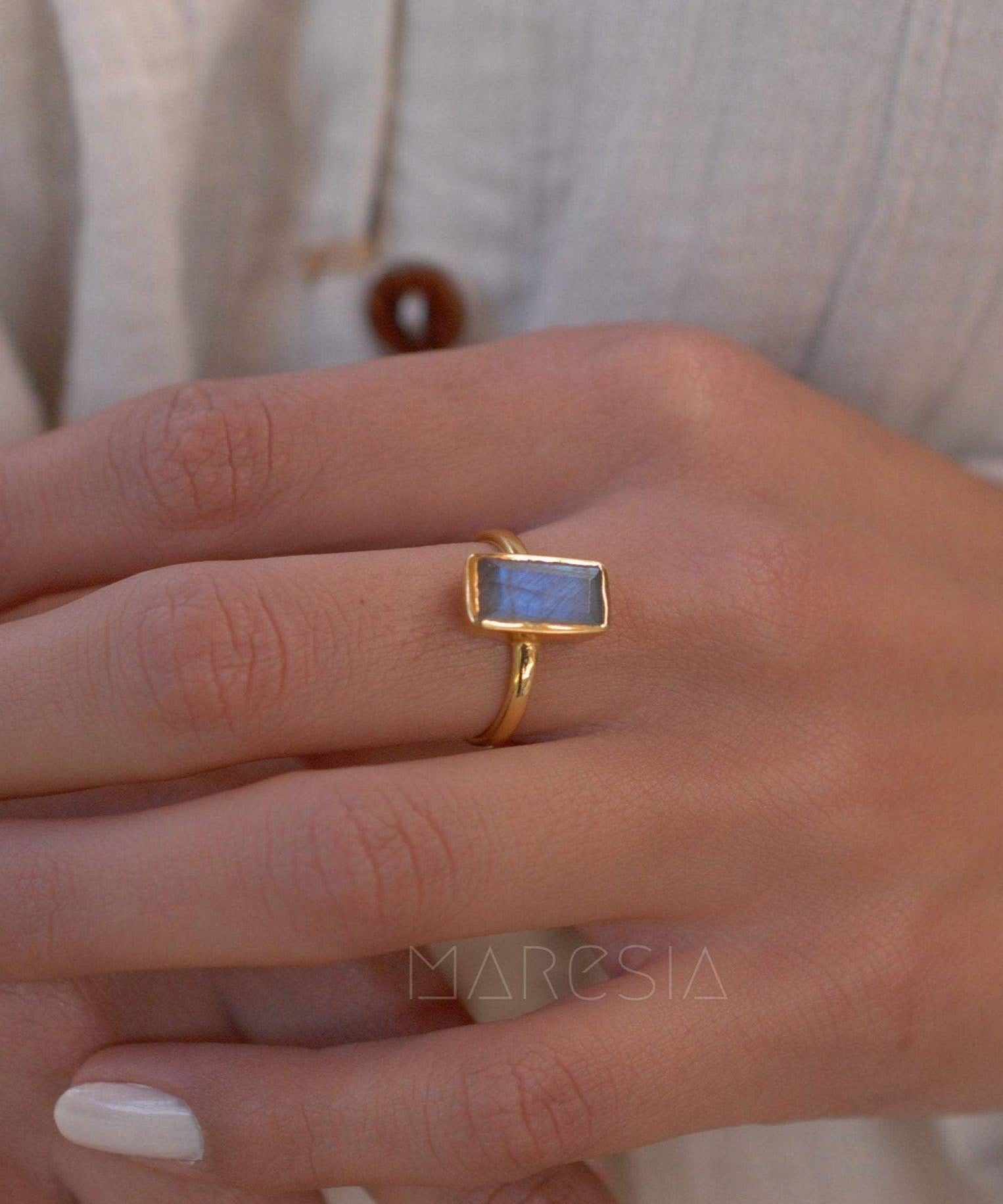 Rainbow Labradorite Ring ~ 18k Gold Plated ~ Jewelry ~ MR010 - Maresia Jewelry