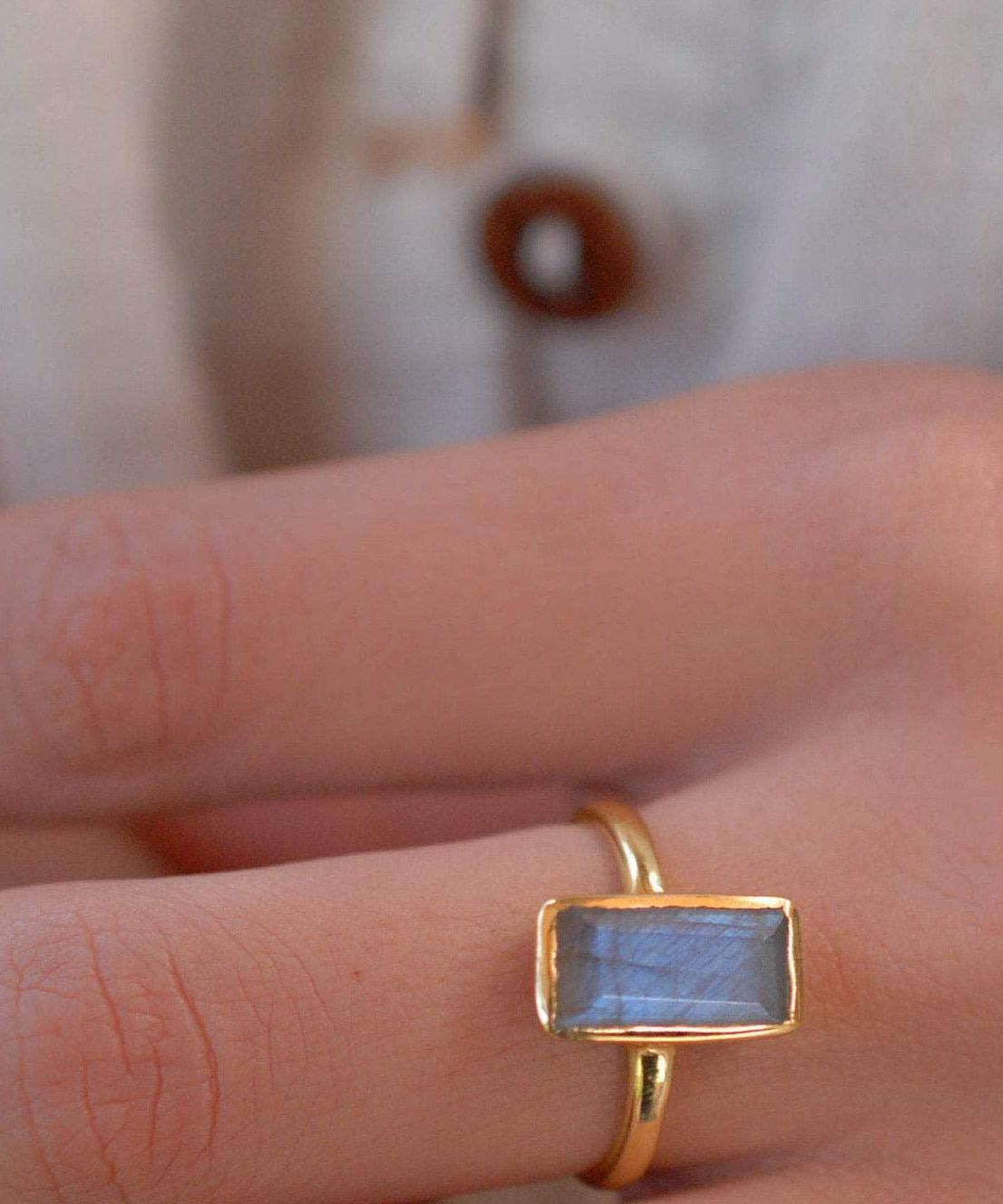 Rainbow Labradorite Ring ~ 18k Gold Plated ~ Jewelry ~ MR010 - Maresia Jewelry