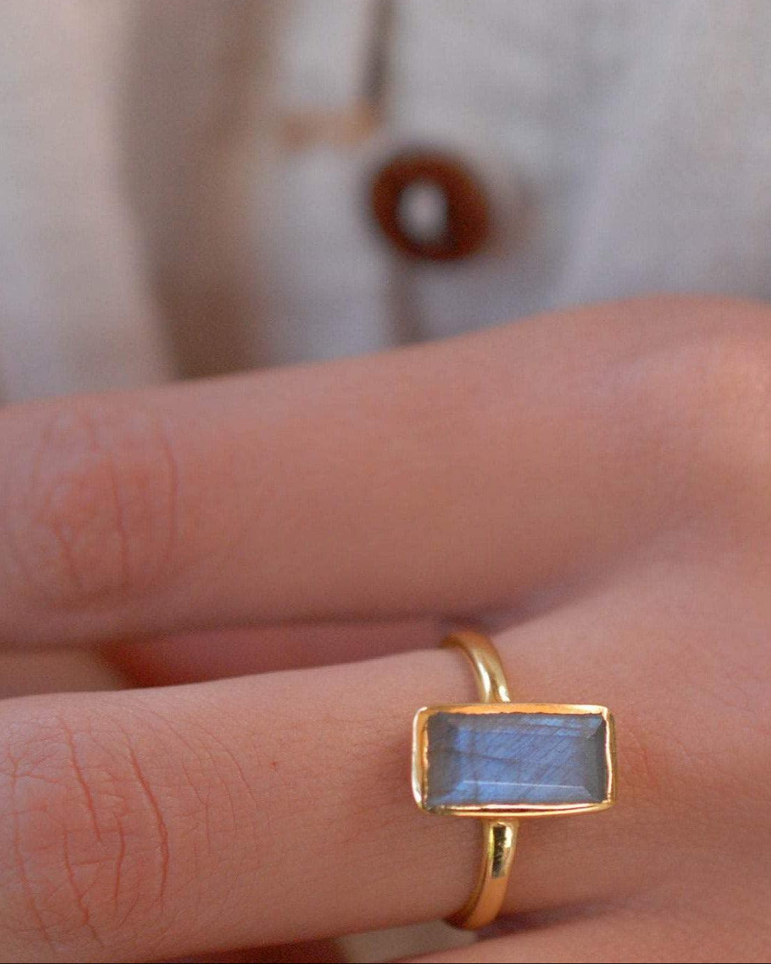 Rainbow Labradorite Ring ~ 18k Gold Plated ~ Jewelry ~ MR010 - Maresia Jewelry