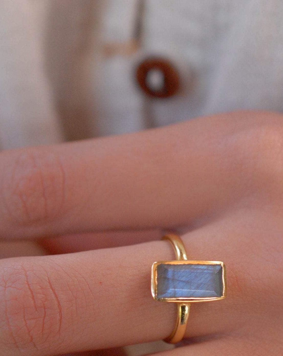 Rainbow Labradorite Ring ~ 18k Gold Plated ~ Jewelry ~ MR010 - Maresia Jewelry