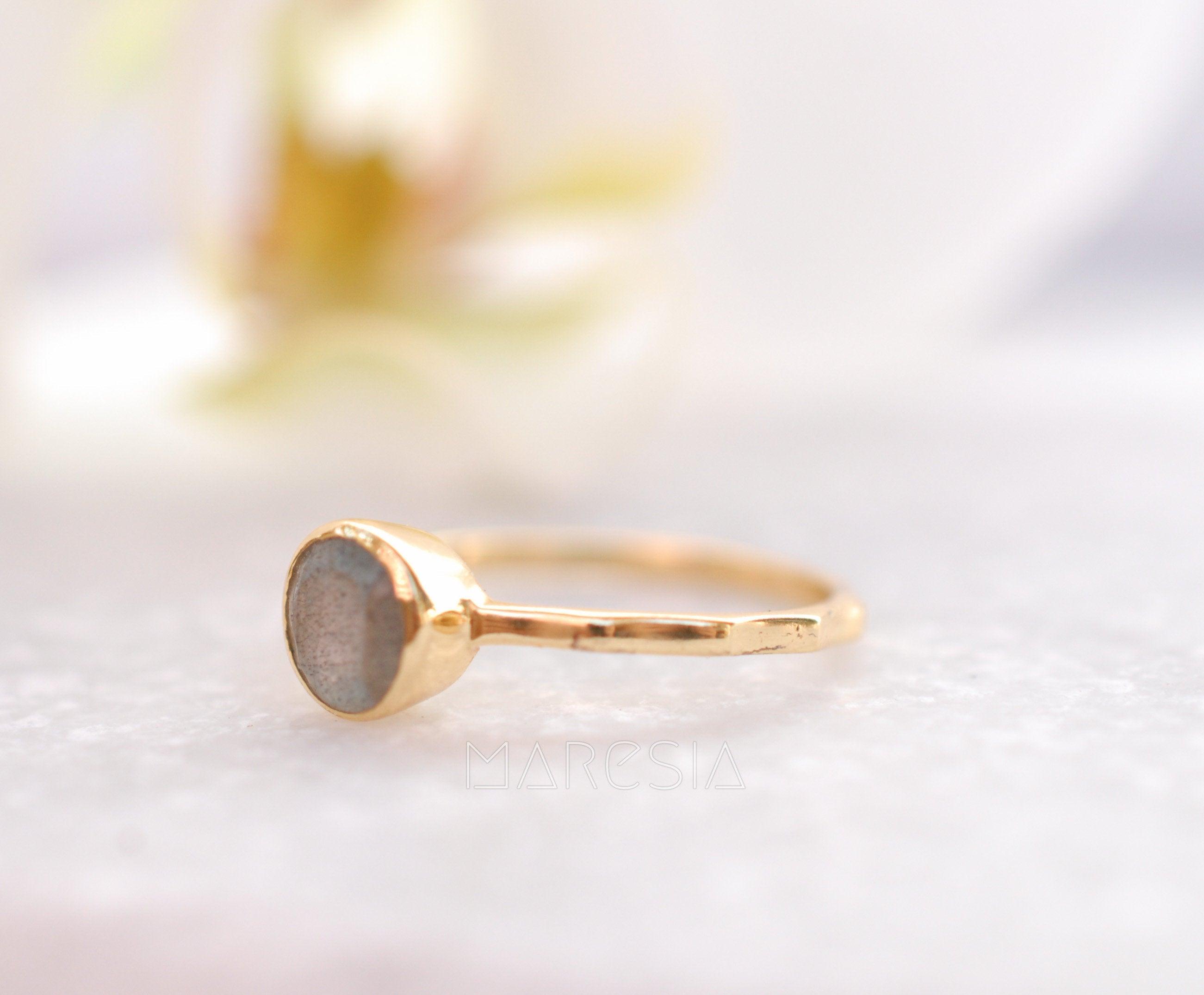 Rainbow Labradorite Ring~18k Gold Plated ~MR102A - Maresia Jewelry