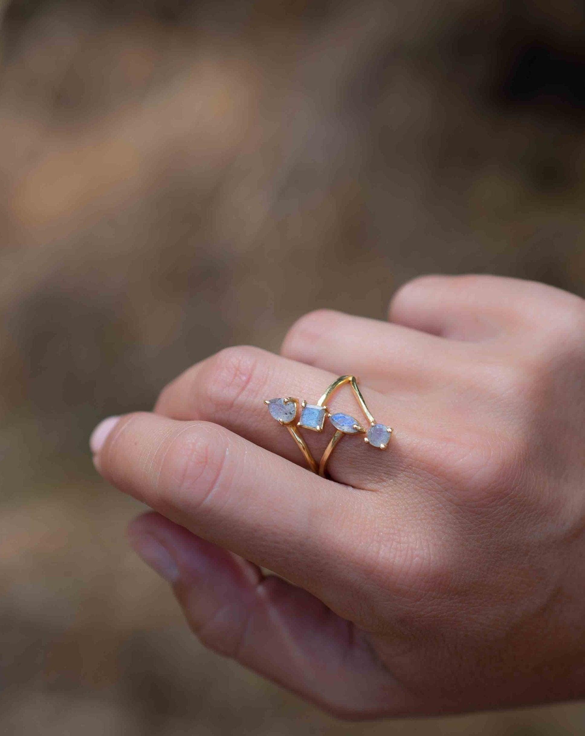 Rainbow Labradorite Ring ~natural Stone~ Gemstone ~ Natural ~ 18k Gold Plated ~ Jewelry ~ Handmade~February Birthstone - MR306