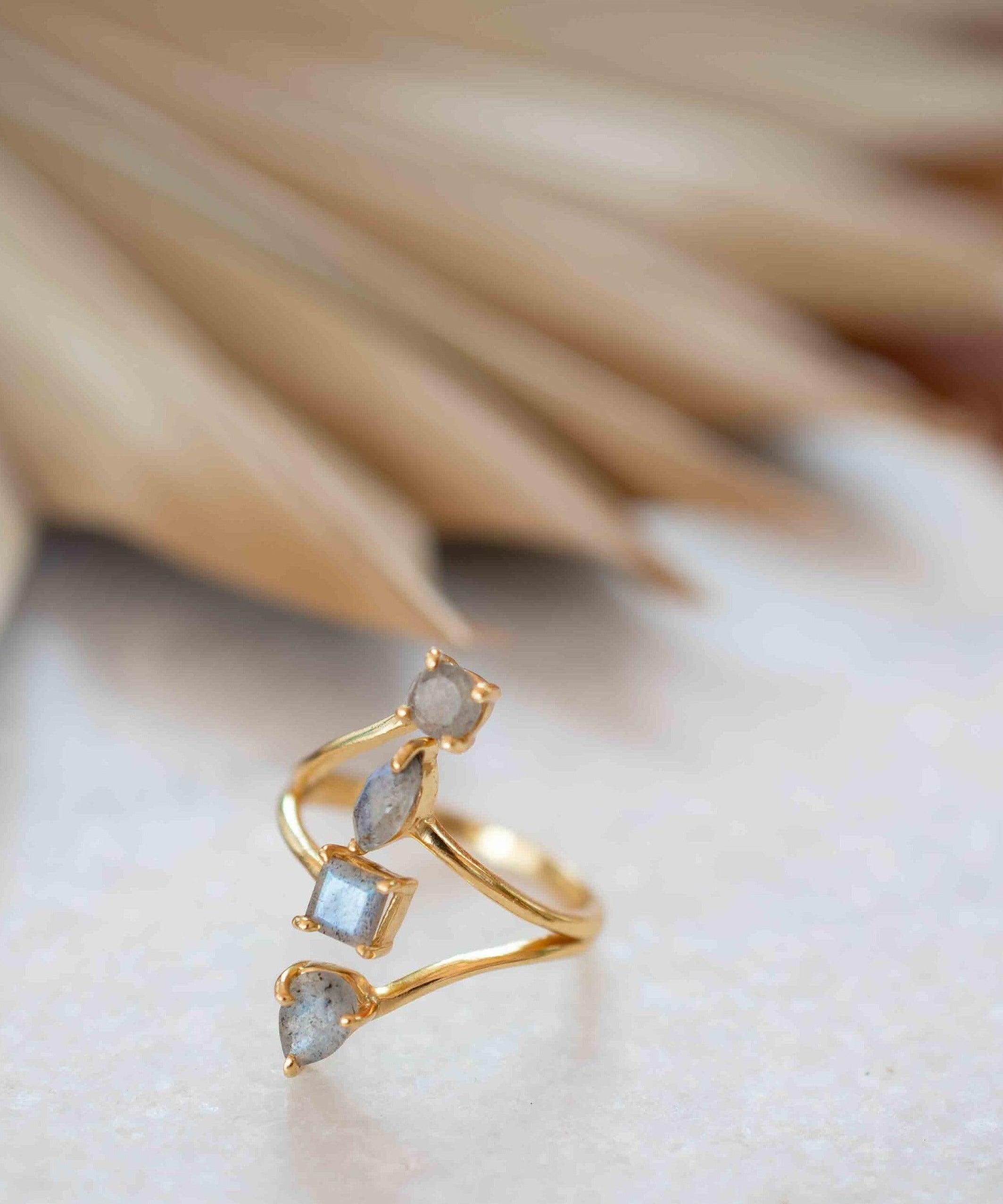 Rainbow Labradorite Ring ~natural Stone~ Gemstone ~ Natural ~ 18k Gold Plated ~ Jewelry ~ Handmade~February Birthstone - MR306