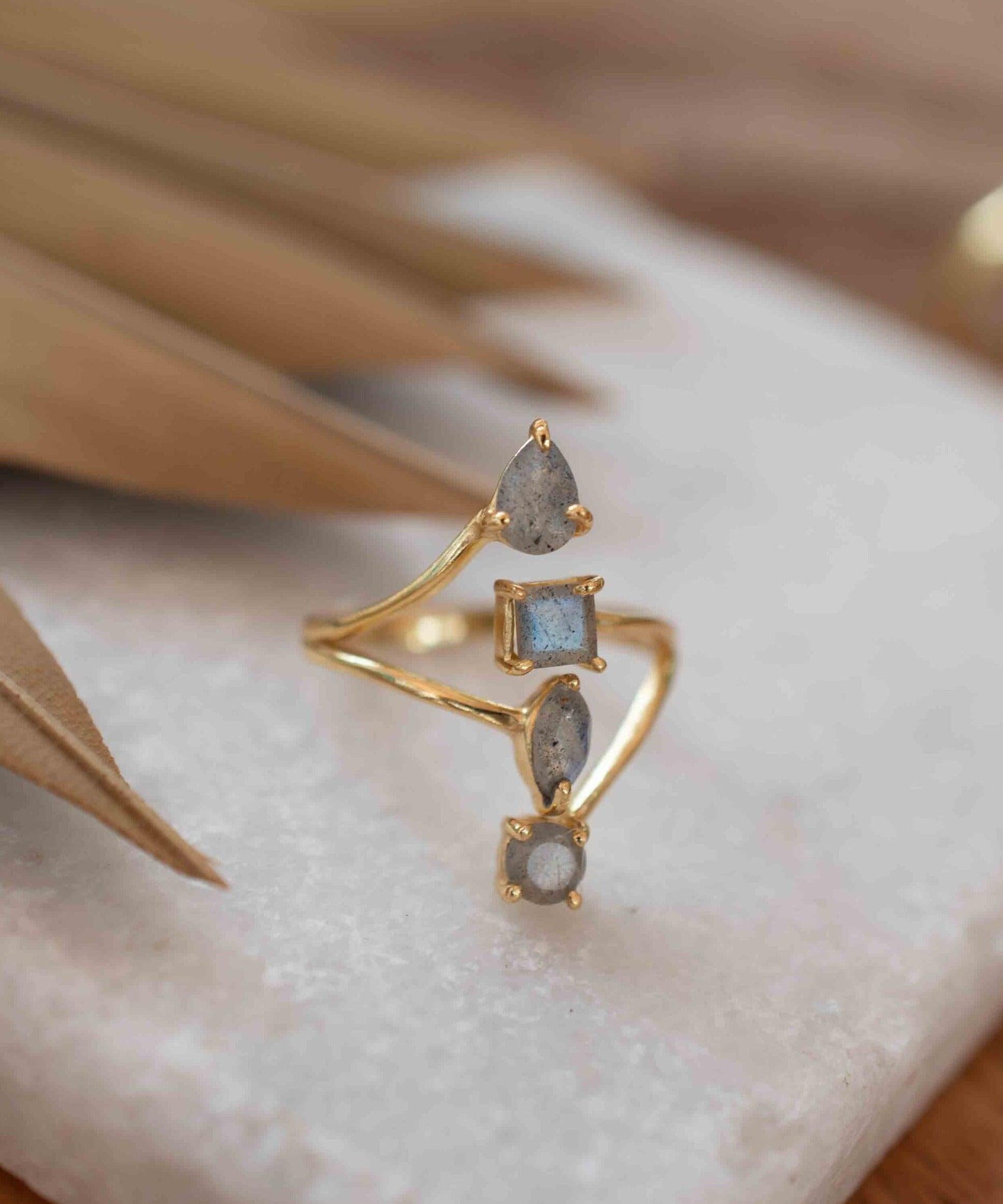 Rainbow Labradorite Ring ~natural Stone~ Gemstone ~ Natural ~ 18k Gold Plated ~ Jewelry ~ Handmade~February Birthstone - MR306