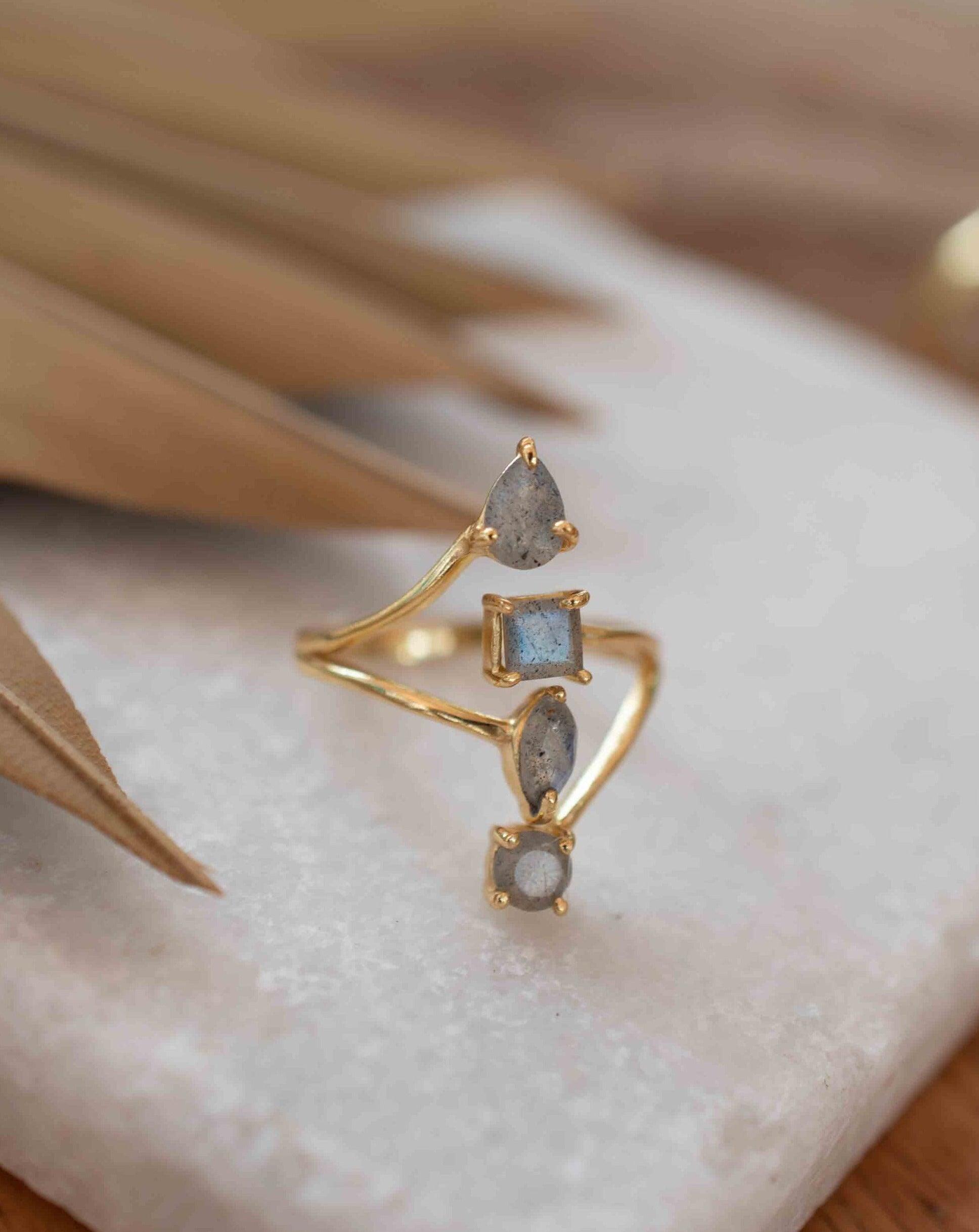 Rainbow Labradorite Ring ~natural Stone~ Gemstone ~ Natural ~ 18k Gold Plated ~ Jewelry ~ Handmade~February Birthstone - MR306