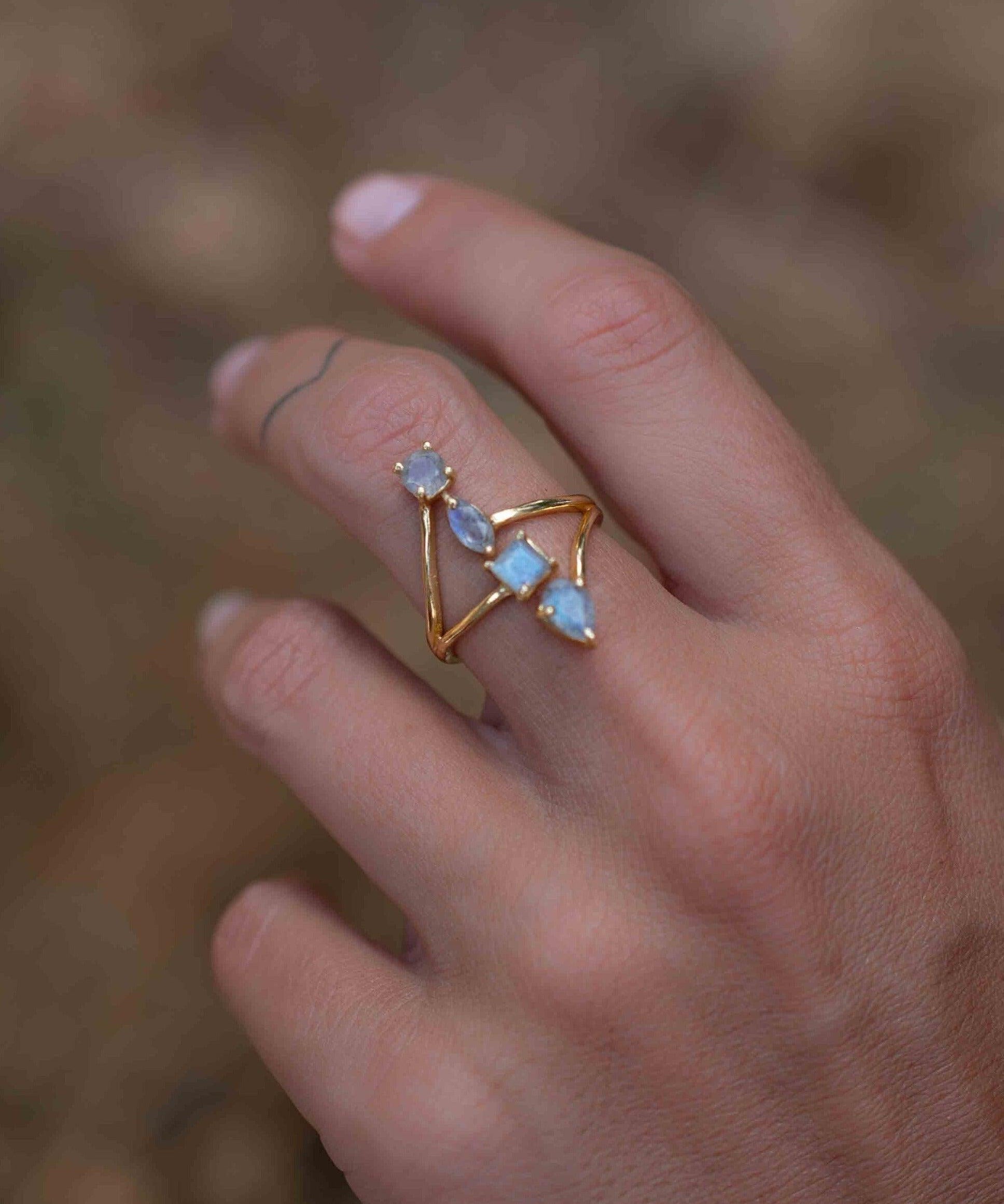 Rainbow Labradorite Ring ~natural Stone~ Gemstone ~ Natural ~ 18k Gold Plated ~ Jewelry ~ Handmade~February Birthstone - MR306