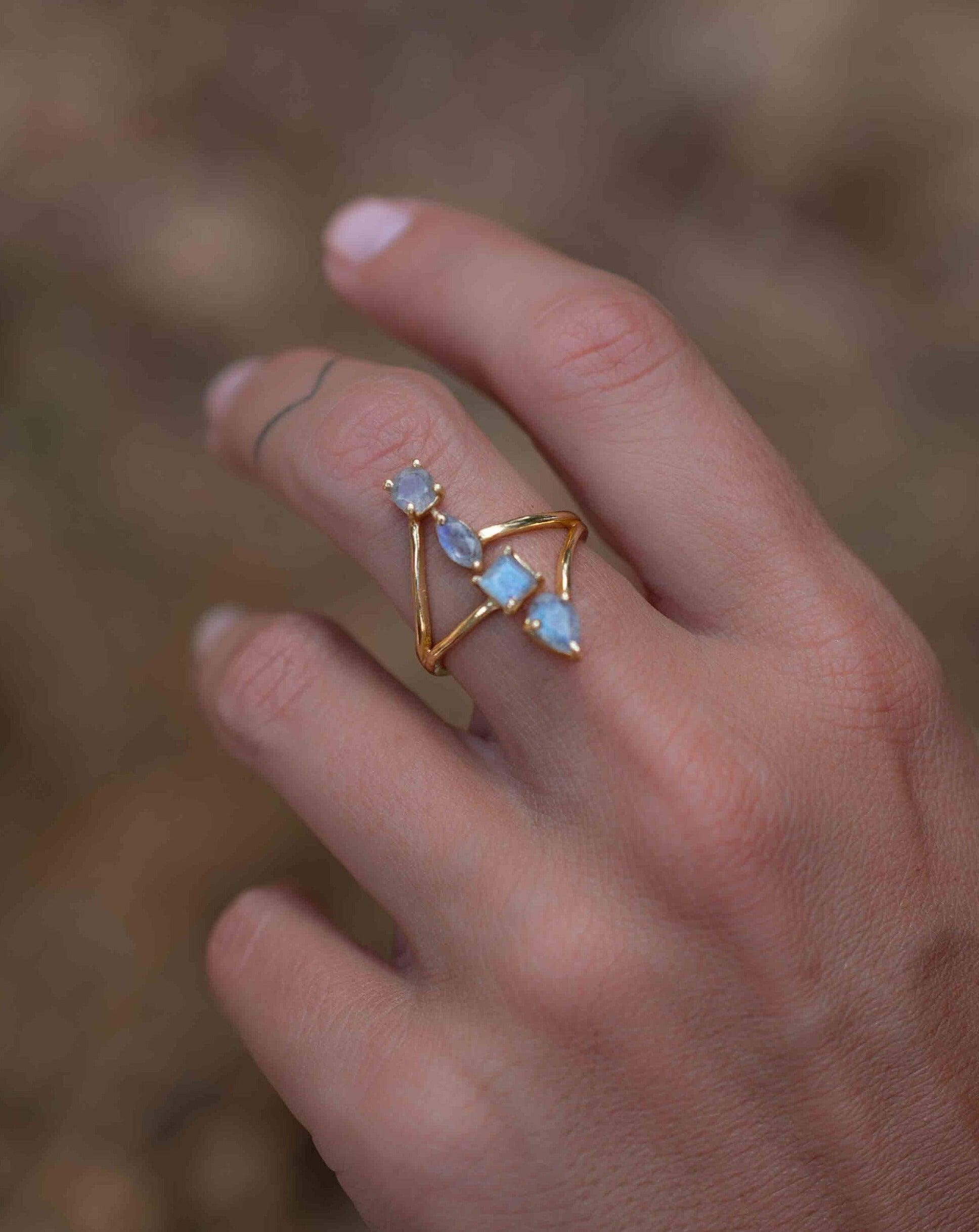 Rainbow Labradorite Ring ~natural Stone~ Gemstone ~ Natural ~ 18k Gold Plated ~ Jewelry ~ Handmade~February Birthstone - MR306