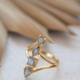 Rainbow Labradorite Ring ~natural Stone~ Gemstone ~ Natural ~ 18k Gold Plated ~ Jewelry ~ Handmade~February Birthstone - MR306