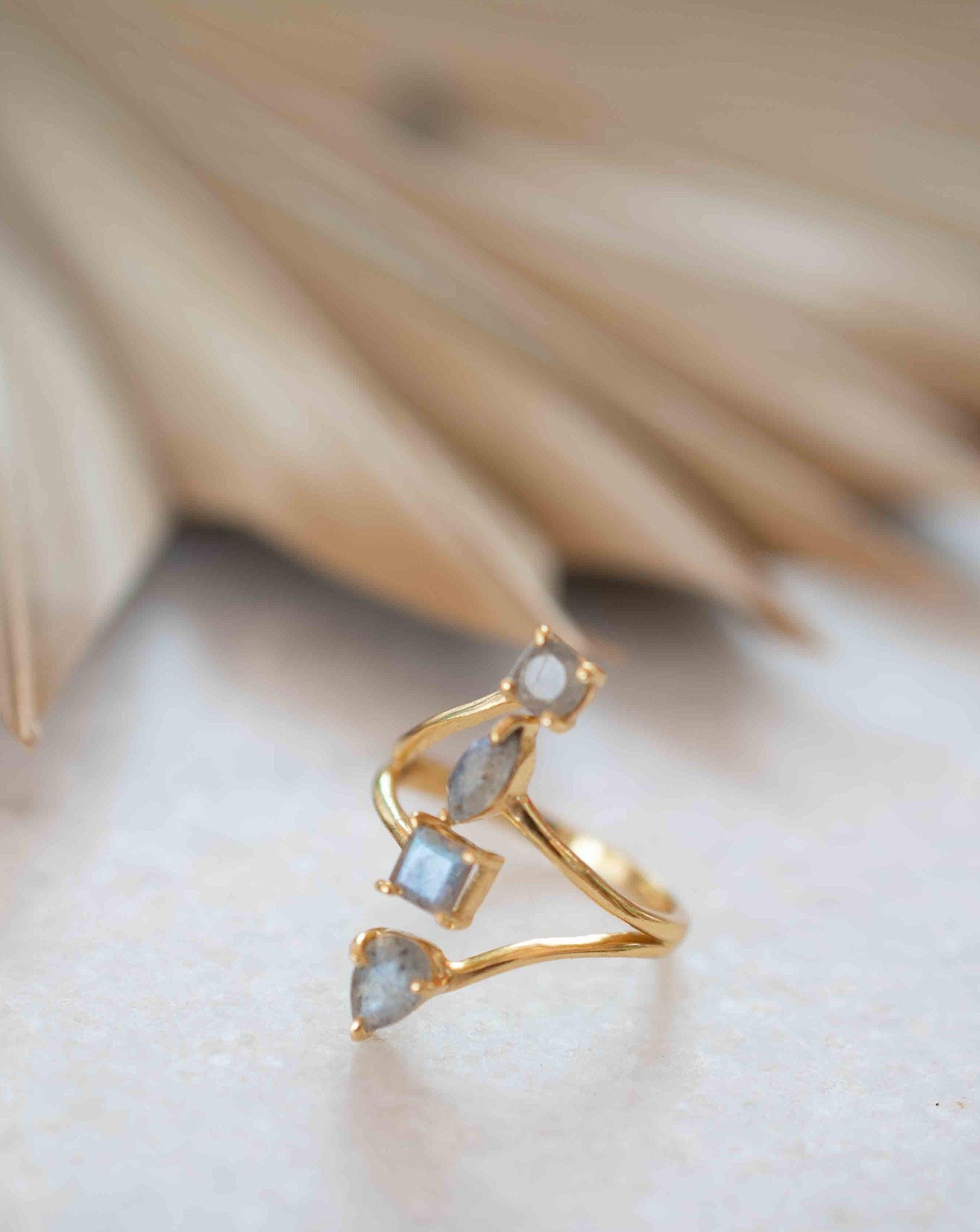 Rainbow Labradorite Ring ~natural Stone~ Gemstone ~ Natural ~ 18k Gold Plated ~ Jewelry ~ Handmade~February Birthstone - MR306