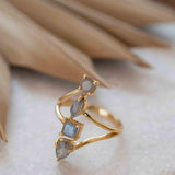 Rainbow Labradorite Ring ~natural Stone~ Gemstone ~ Natural ~ 18k Gold Plated ~ Jewelry ~ Handmade~February Birthstone - MR306