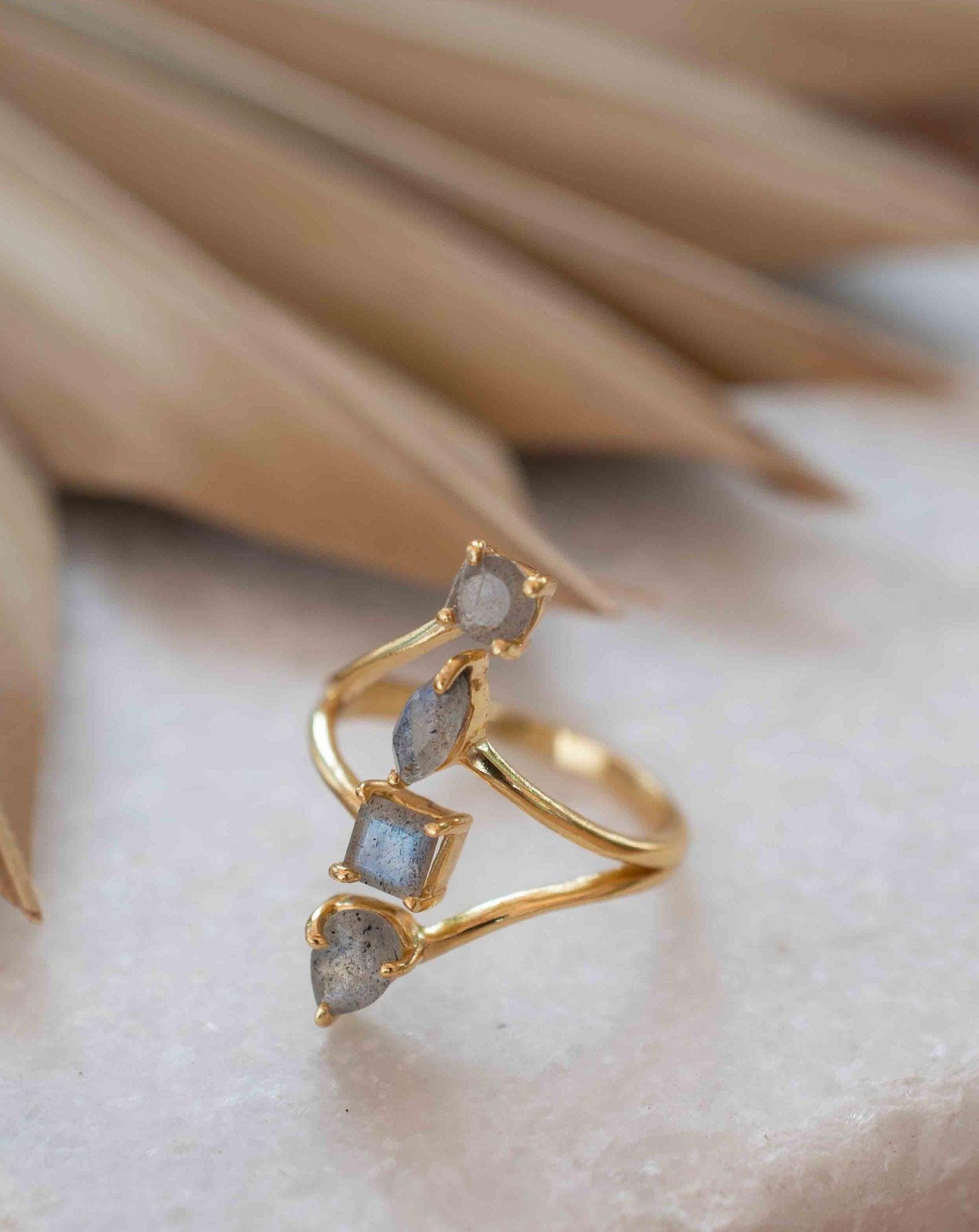 Rainbow Labradorite Ring ~natural Stone~ Gemstone ~ Natural ~ 18k Gold Plated ~ Jewelry ~ Handmade~February Birthstone - MR306