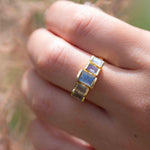 Rainbow Labradorite Ring ~ Rectangular Stone~ Gemstone ~ Natural ~ 18k Gold Plated ~ Jewelry ~ Handmade ~ February Birthstone ~ MR317