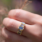 Rainbow Labradorite Ring ~ Rectangular Stone~ Gemstone ~ Natural ~ 18k Gold Plated ~ Jewelry ~ Handmade ~ February Birthstone ~ MR317