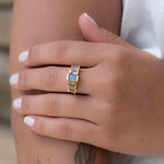 Rainbow Labradorite Ring ~ Rectangular Stone~ Gemstone ~ Natural ~ 18k Gold Plated ~ Jewelry ~ Handmade ~ February Birthstone ~ MR317