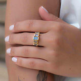 Rainbow Labradorite Ring ~ Rectangular Stone~ Gemstone ~ Natural ~ 18k Gold Plated ~ Jewelry ~ Handmade ~ February Birthstone ~ MR317